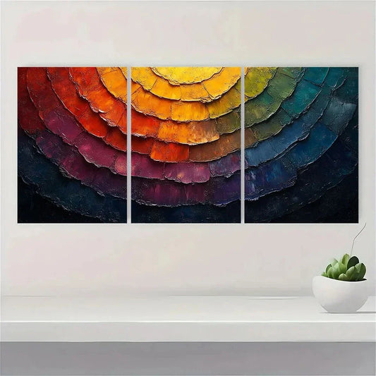 3pcs Abstract Tree Ring Colourful Metal Print Ready to Hang Art