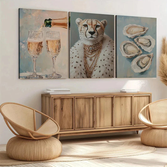 3pcs Champagner Glasses Style Art Aesthetic Wall Art Set Canvas Framed 40x60cm - High Quality Print 100% Australian Made Wall Canvas Ready to Hang