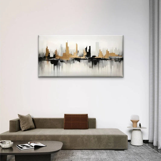 Urban Landscape Abstract Wall Art Canvas Office Home Room Framed 80x45cm