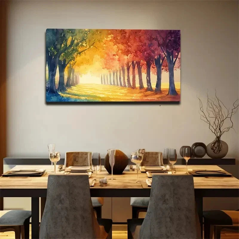 A Forest With A Strong Autumn Wall Art Canvas Office Home Room Framed 120x60cm