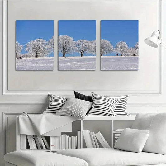 3pcs Snow Facing North Natural Scenery Metal Print Ready to Hang Art