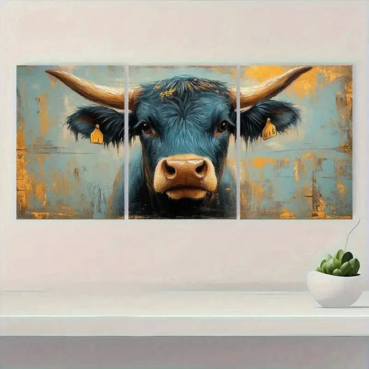 3pcs Rustic Farmhouse Cow Modern Country Metal Print Ready to Hang Art