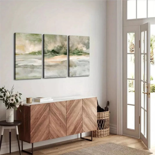 3pcs Modern Neutral Abstract Minimalist Scenery Wall Art Set Canvas Framed 40x60cm - High Quality Print 100% Australian Made Wall Canvas Ready to Hang