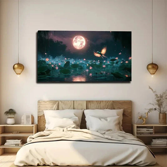Blooming For Lotus With Dancing Wall Art Canvas Office Home Room Framed 120x60cm