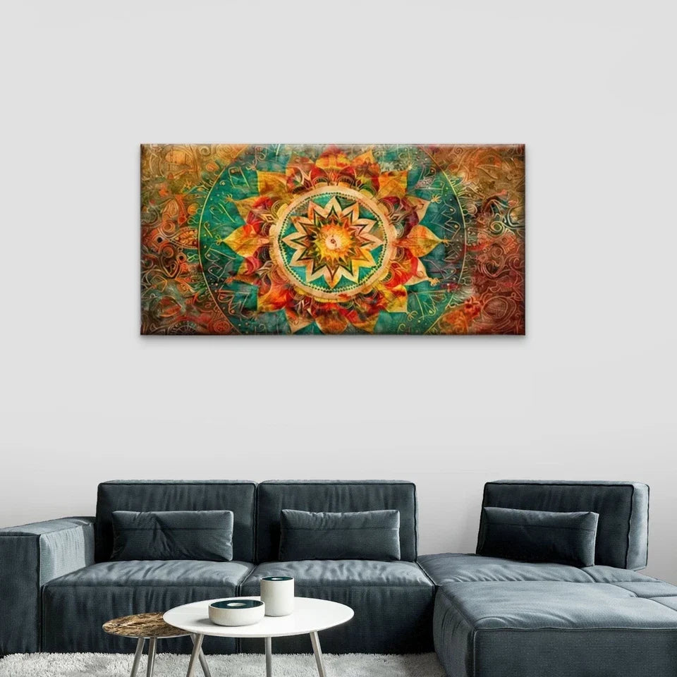 Colorful Flowers Pattern Wall Art Canvas Office Home Room Framed 80x45cm