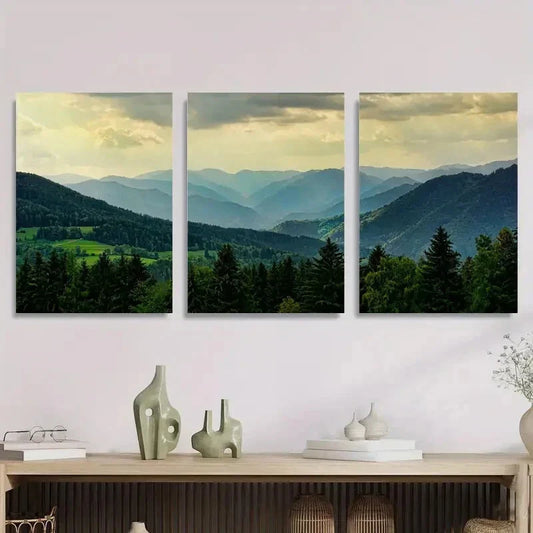 3pcs Majestic Mountain Landscape Metal Print Ready to Hang Art