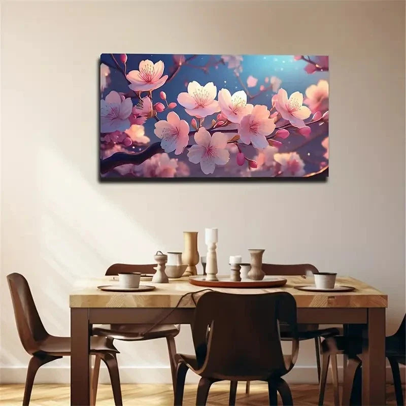 Romantic Cherry Blossom Wall Art Canvas Office Home Room Framed 80x45cm