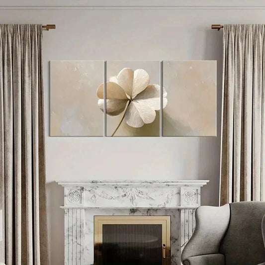 3pcs Abstract Floral Soft Texture Neutral Tones Metal Print Ready to Hang Art