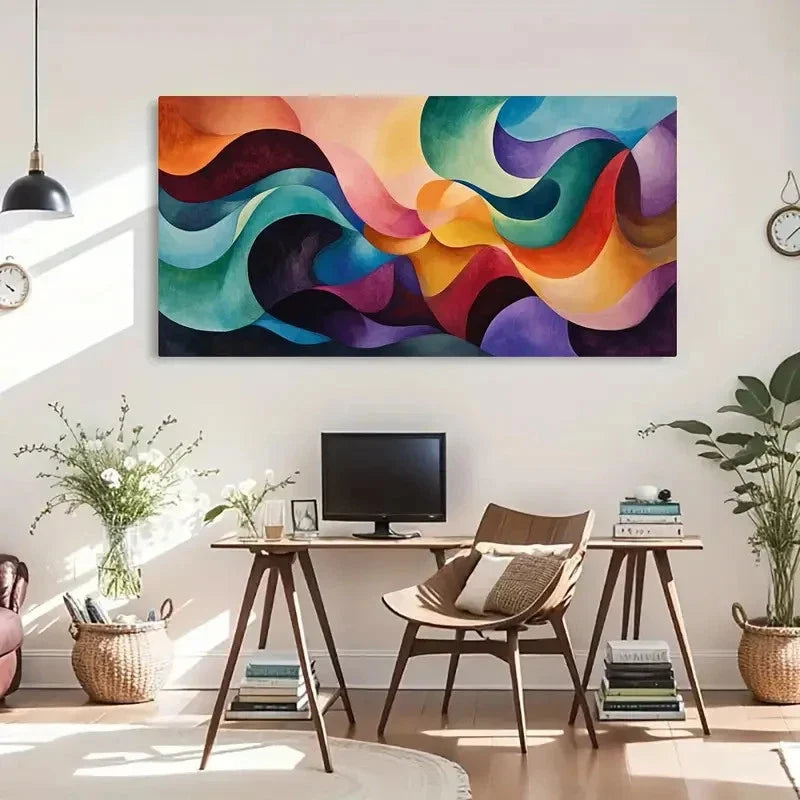 Modern Abstract Geometric Wall Art Canvas Office Home Room Framed 120x60cm