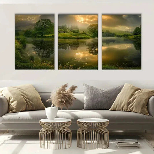 3pcs Sunrise Peaceful Nature Scene Metal Print Ready to Hang Art