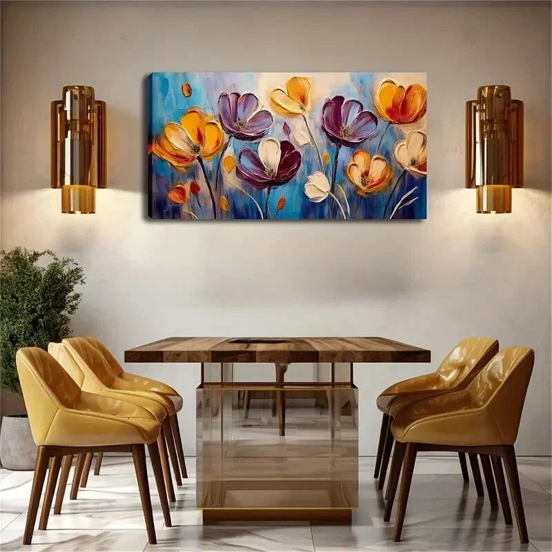 Depicts Many Colorful Flowers Wall Art Canvas Office Home Room Framed 120x60cm