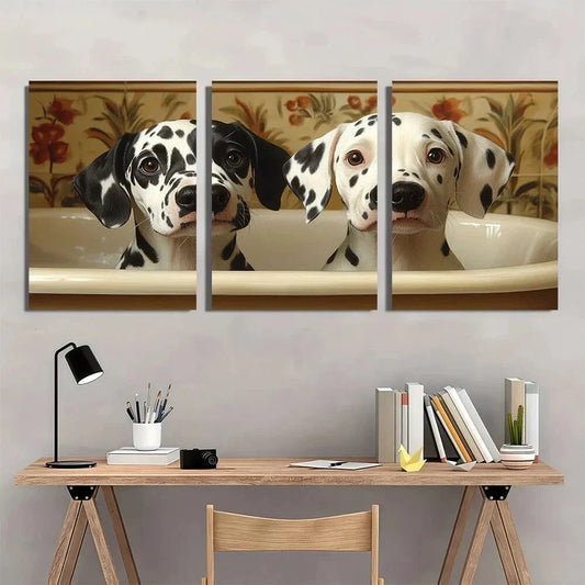 3pcs Dalmatian Dog Family Animal Themed Metal Print Ready to Hang Art