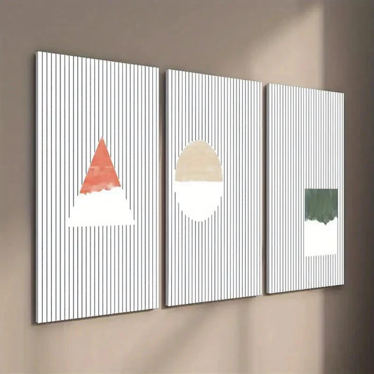 3pcs Triangle Circle And Square Creative Wall Art Set Canvas Framed 40x60cm - High Quality Print 100% Australian Made Wall Canvas Ready to Hang