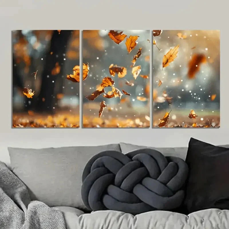 3pcs "Whisper of Leaves in the Breeze" Autumn Wall Art Set Canvas Framed 40x60cm - High Quality Print 100% Australian Made Wall Canvas Ready to Hang