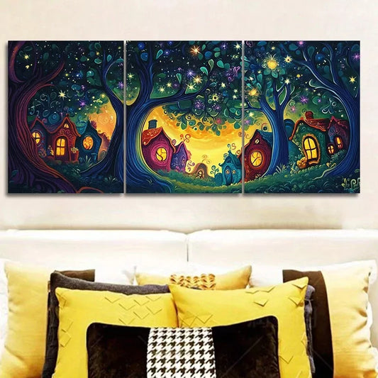 3pcs Art Deco Modern Forest Scene Wall Art Set Canvas Framed 40x60cm - High Quality Print 100% Australian Made Wall Canvas Ready to Hang