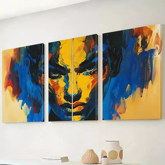 3pcs Modern Decorative Archaic Style Yellow Wall Art Set Canvas Framed 40x60cm - High Quality Print 100% Australian Made Wall Canvas Ready to Hang