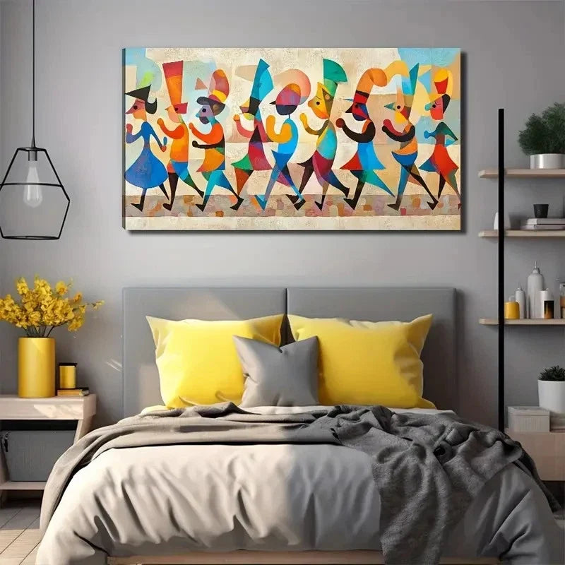 Cartoon African Perfect Wall Art Canvas Office Home Room Framed 80x45cm