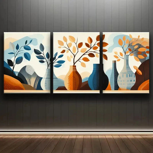 3pcs Abstract Vase Nature Colorful Perfect Wall Art Set Canvas Framed 40x60cm - High Quality Print 100% Australian Made Wall Canvas Ready to Hang