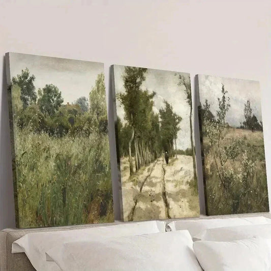 3pcs Retro Gardenia Flower Meadows Wall Art Set Canvas Framed 40x60cm - High Quality Print 100% Australian Made Wall Canvas Ready to Hang