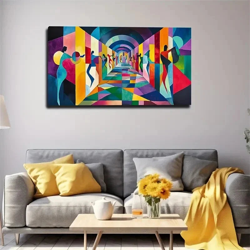 Vibrant Colorful Passage Design Wall Art Canvas Office Home Room Framed 120x60cm