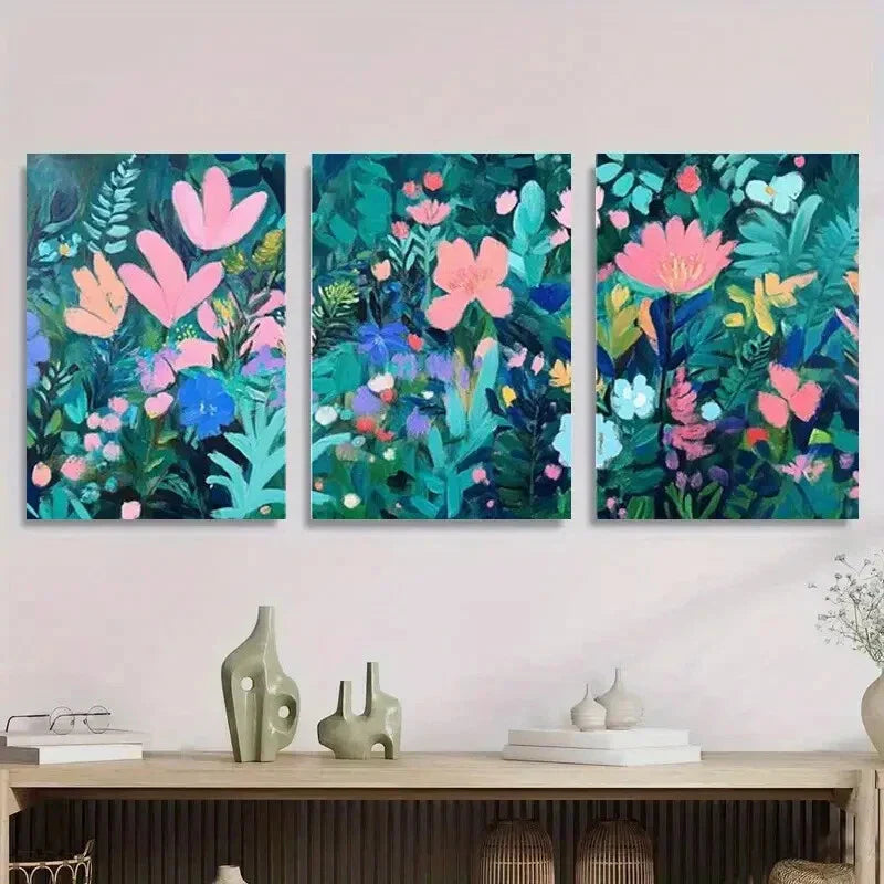 3pcs Colorful Floral Vibrant Botanical Metal Print Ready to Hang Art