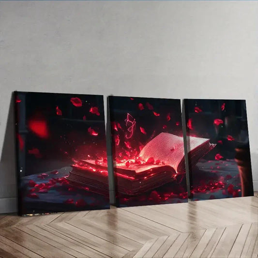 3pcs Red Grimoire Red Darkness Black Perfect Wall Art Set Canvas Framed 40x60cm - High Quality Print 100% Australian Made Wall Canvas Ready to Hang