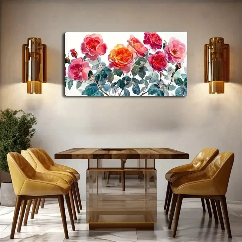 Presents A Set Of Charming Rose Wall Art Canvas Office Home Room Framed 80x45cm