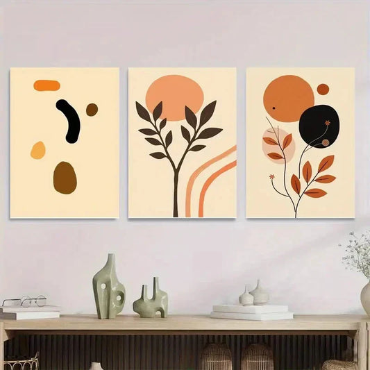 3pcs Abstract Modern Minimalist Botanical Metal Print Ready to Hang Art