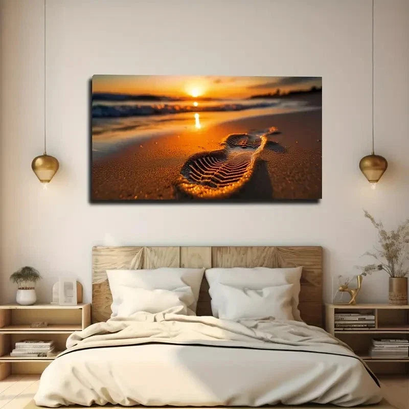 A Lone Footprint Wall Art Canvas Office Home Room Framed 80x45cm