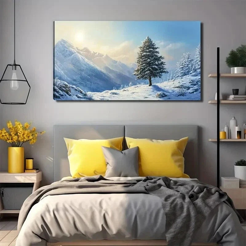 Snowy Mountain Perfect Wall Art Canvas Office Home Room Framed 80x45cm