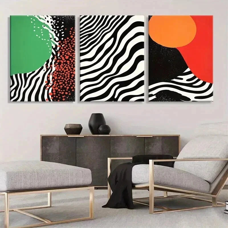 3pcs Modern Abstract Zebra Stripes Perfect Wall Art Set Canvas Framed 40x60cm - High Quality Print 100% Australian Made Wall Canvas Ready to Hang