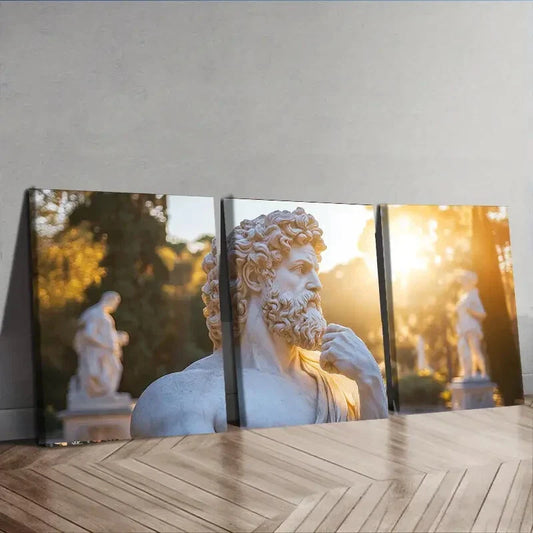 3pcs Marble Statue of Zeus Perfect Greek Décor Wall Art Set Canvas Framed 40x60cm - High Quality Print 100% Australian Made Wall Canvas Ready to Hang