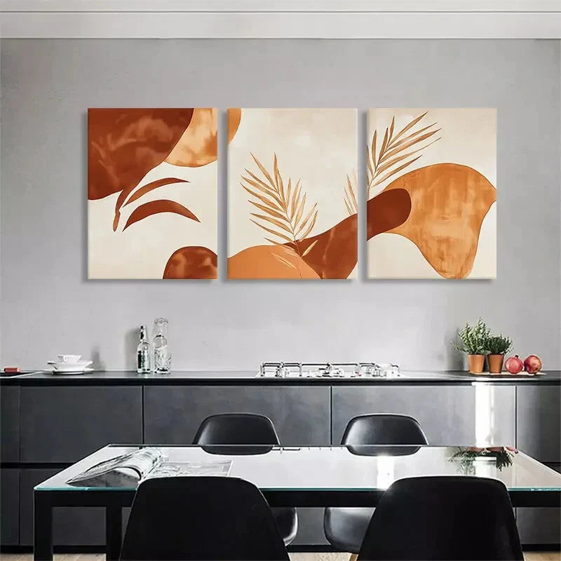 3pcs Modern Abstract Botanical Natural Perfect Wall Art Set Canvas Framed 40x60cm - High Quality Print 100% Australian Made Wall Canvas Ready to Hang