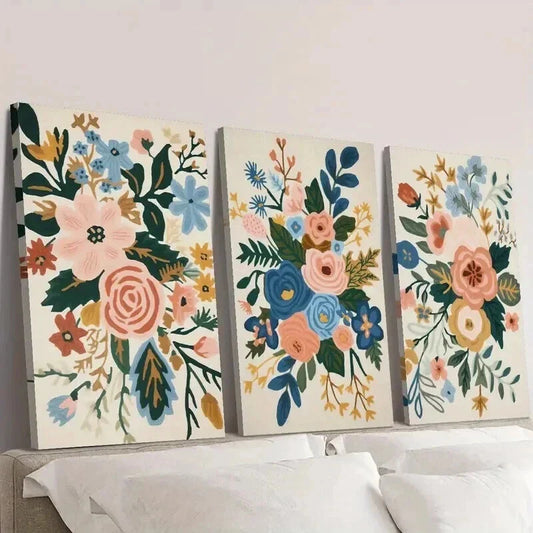 3pcs Nordic Style Flowers and Plants Wall Art Set Canvas Framed 40x60cm - High Quality Print 100% Australian Made Wall Canvas Ready to Hang