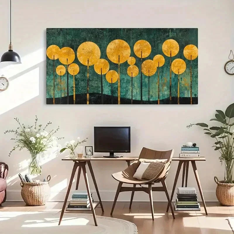 Modern Abstract Geometric Trees Wall Art Canvas Office Home Room Framed 120x60cm