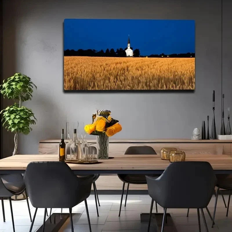 Romantic Night Scene Wall Art Canvas Office Home Room Framed 80x45cm