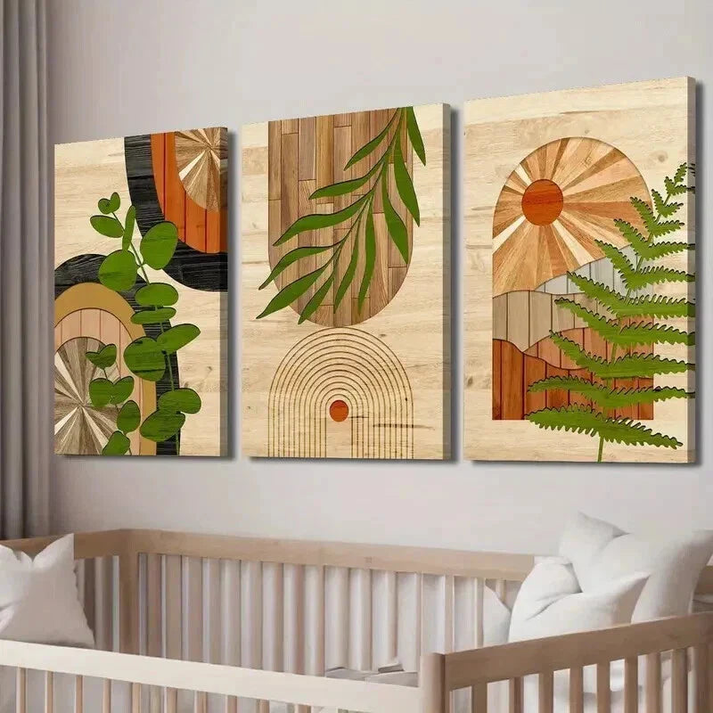 3pcs Tropical Leaves & Desert Landscape Wall Art Set Canvas Framed 40x60cm - High Quality Print 100% Australian Made Wall Canvas Ready to Hang