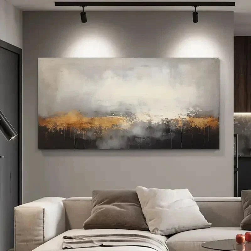 Black and Gray Brushstrokes Wall Art Canvas Office Home Room Framed 80x45cm