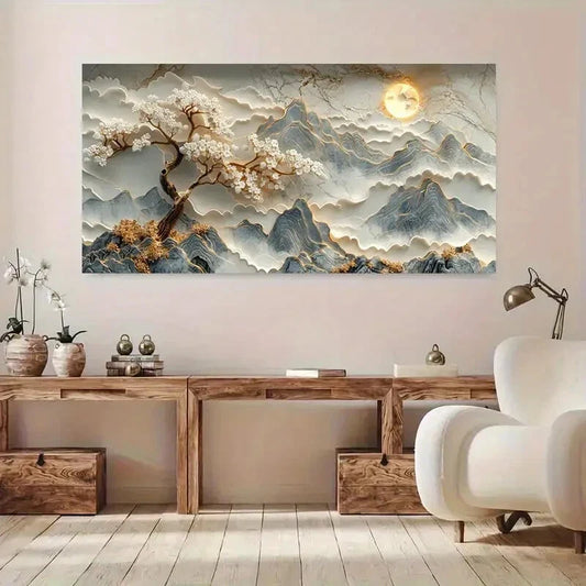 White and Golden Marble Modern Wall Art Canvas Office Home Room Framed 120x60cm