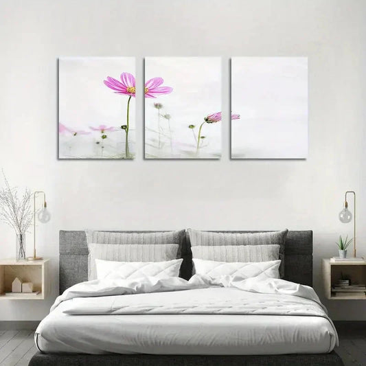 3pcs Purple Blossom Floral Water Metal Print Ready to Hang Art