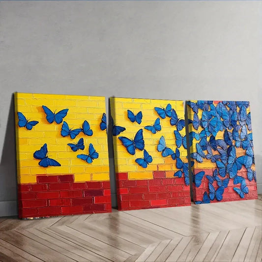 3pcs Vibrant Butterflies Design Nature Perfect Wall Art Set Canvas Framed 40x60cm - High Quality Print 100% Australian Made Wall Canvas Ready to Hang