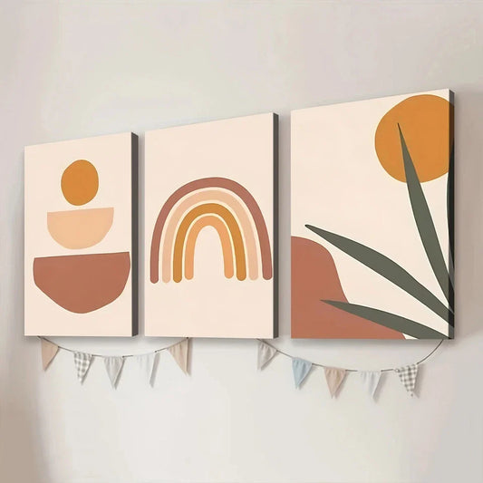 3pcs Classic Modern Style Abstract Pinewood Wall Art Set Canvas Framed 40x60cm - High Quality Print 100% Australian Made Wall Canvas Ready to Hang