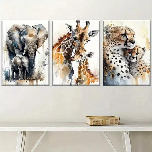 3pcs Modern Elegant Fashion Animal Abstract Wall Art Set Canvas Framed 40x60cm - High Quality Print 100% Australian Made Wall Canvas Ready to Hang