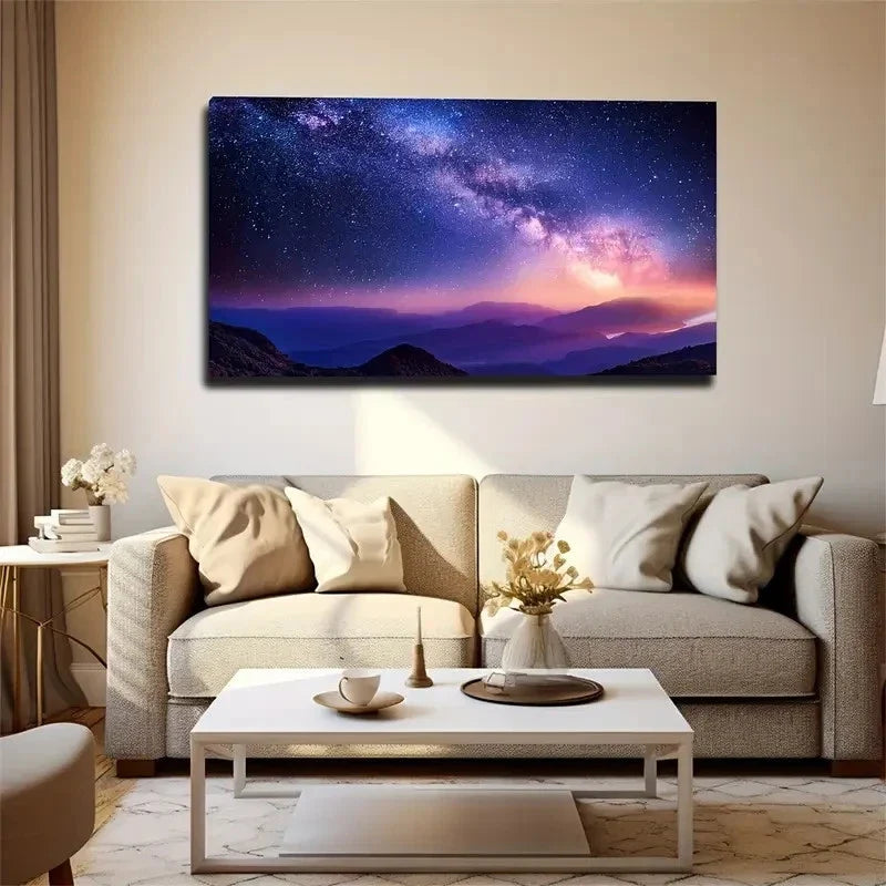 The Milky Way As Seen On Earth Wall Art Canvas Office Home Room Framed 80x45cm