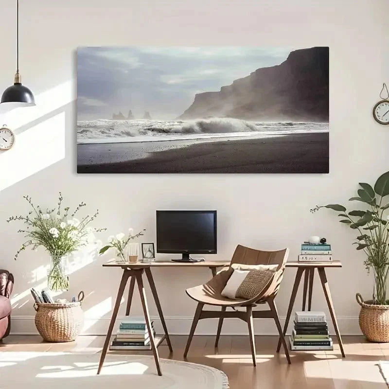 Serene Beach Landscape Wall Art Canvas Office Home Room Framed 120x60cm