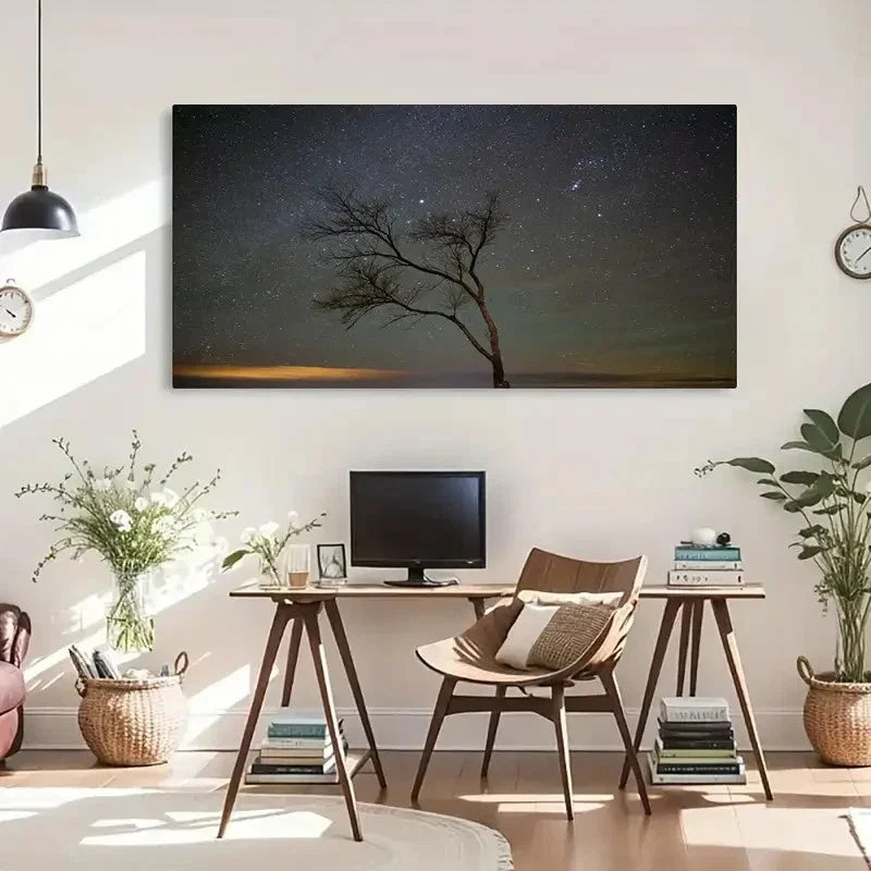 Modern Nature Decor With Starry Wall Acrt Canvas Office Home Room Framed 120x60cm