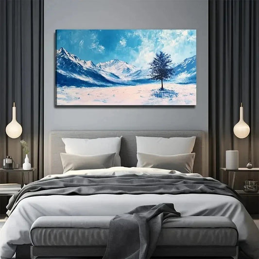 Snowy Winter Landscape Wall Art Canvas Office Home Room Framed 120x60cm