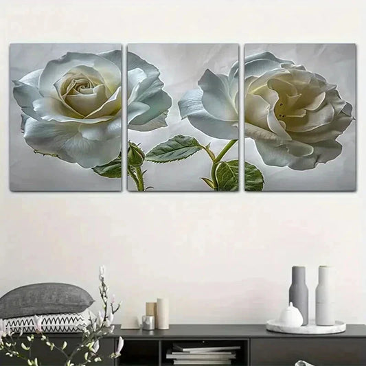3pcs Exquisite Rose Floral Hanging Pictures Wall Art Set Canvas Framed 40x60cm - High Quality Print 100% Australian Made Wall Canvas Ready to Hang