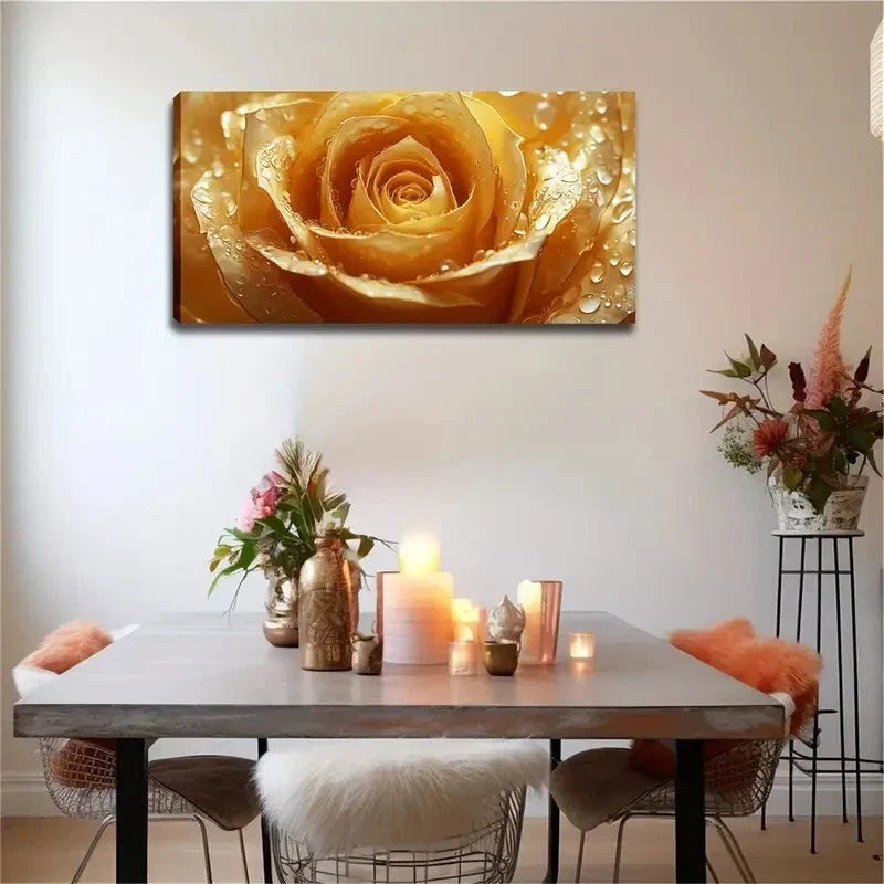Rose Petals Crystal Water Beads Wall Art Canvas Office Home Room Framed 120x60cm