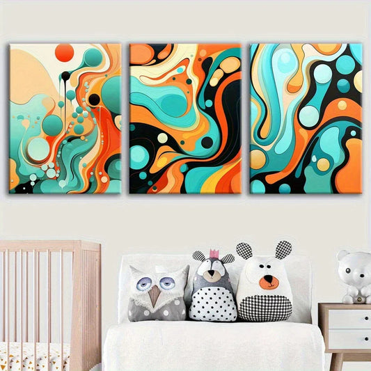 3pcs Vibrant Abstract Modern Fantasy Metal Print Ready to Hang Art